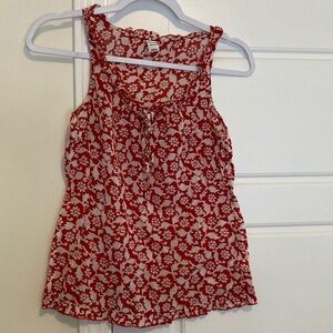Old Navy Red and White Floral Camisole Tank